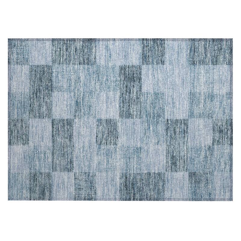 Machine Washable Indoor/ Outdoor Checker Chantille Rug