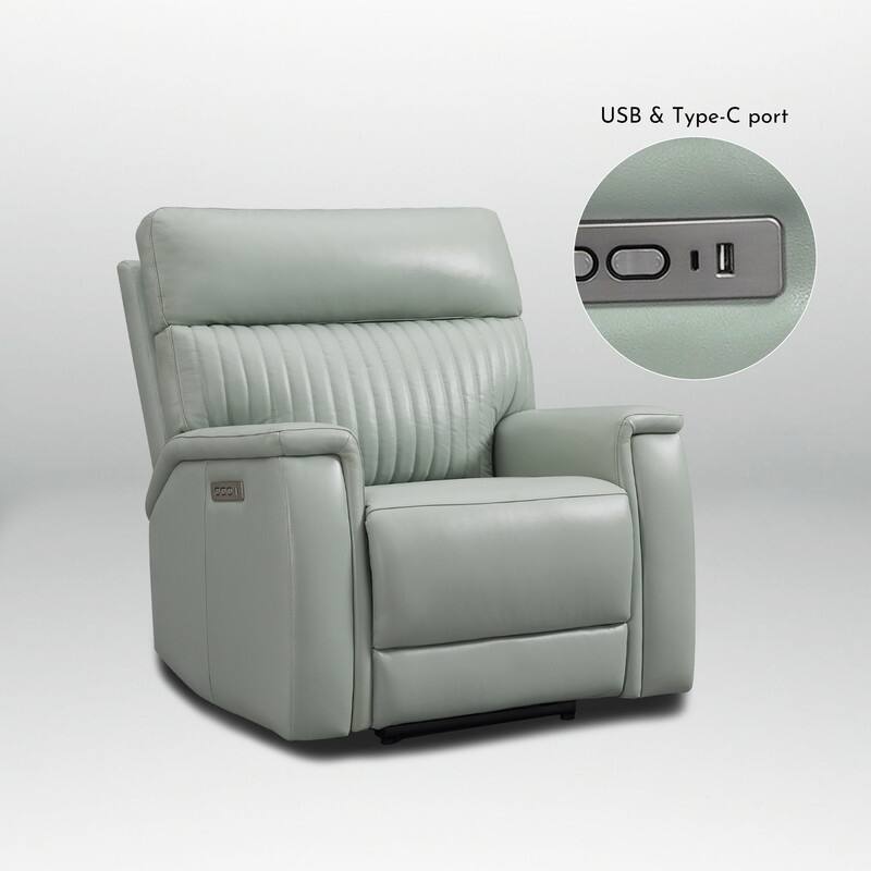 Leather Zero Gravity Power Recliner with Power Headrest and Power Lumbar,USB&USB-C Port