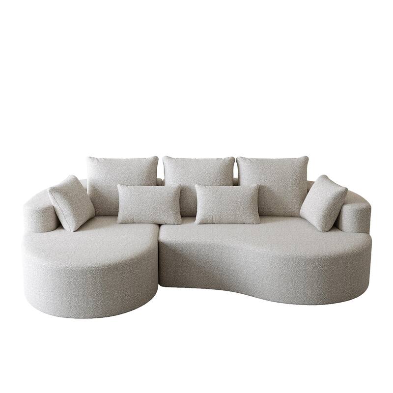 Modern Free Combination Chenille Extra Deep & Wide 4-Seater Sectional Sofa with 7 Pillows