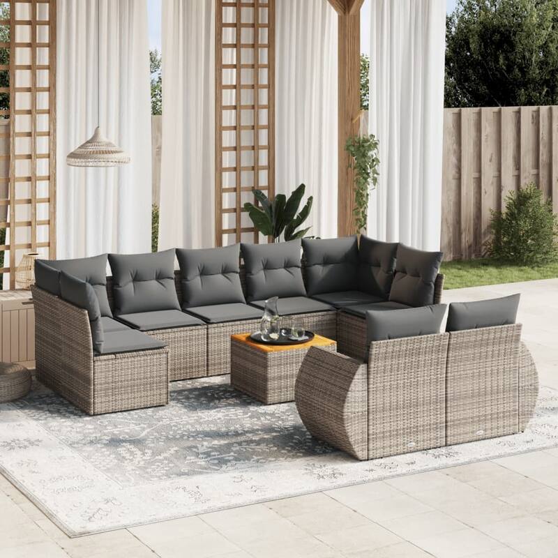 vidaXL Garden Sofa Set Black - Gray Medium 24.4 x 27.6 x 27.2