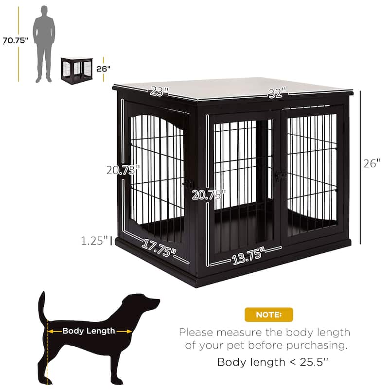 Small Dog Crate Dog Cage End Table with Two Opening Sides Lockable Door Puppy Kennel Indoor Dog House