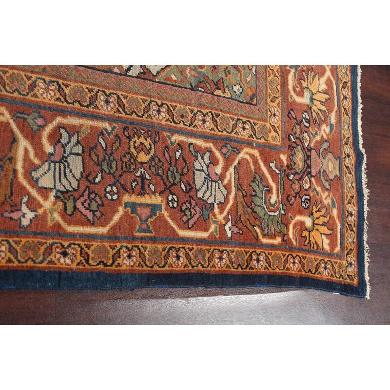 Pre-1900 Vegetable Dye Mahal Persian Area Rug Hand-knotted Wool Carpet - 8'10" x 11'8"