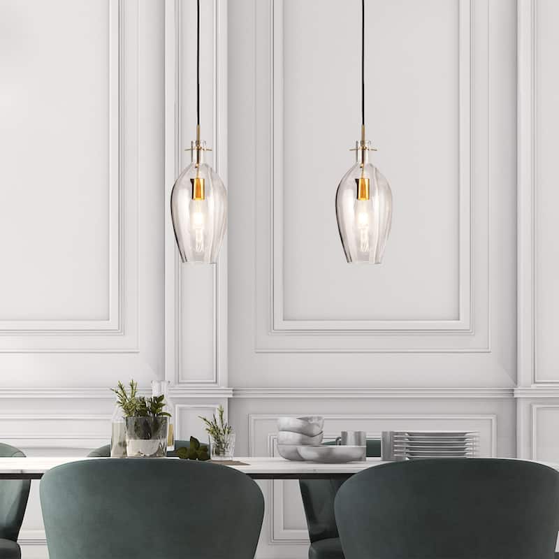 Coria Modern Glam Abstract Glass Kitchen Island Pendant Lights Long Bar Decor Corner Dining Room - D 6.7" x H 18"