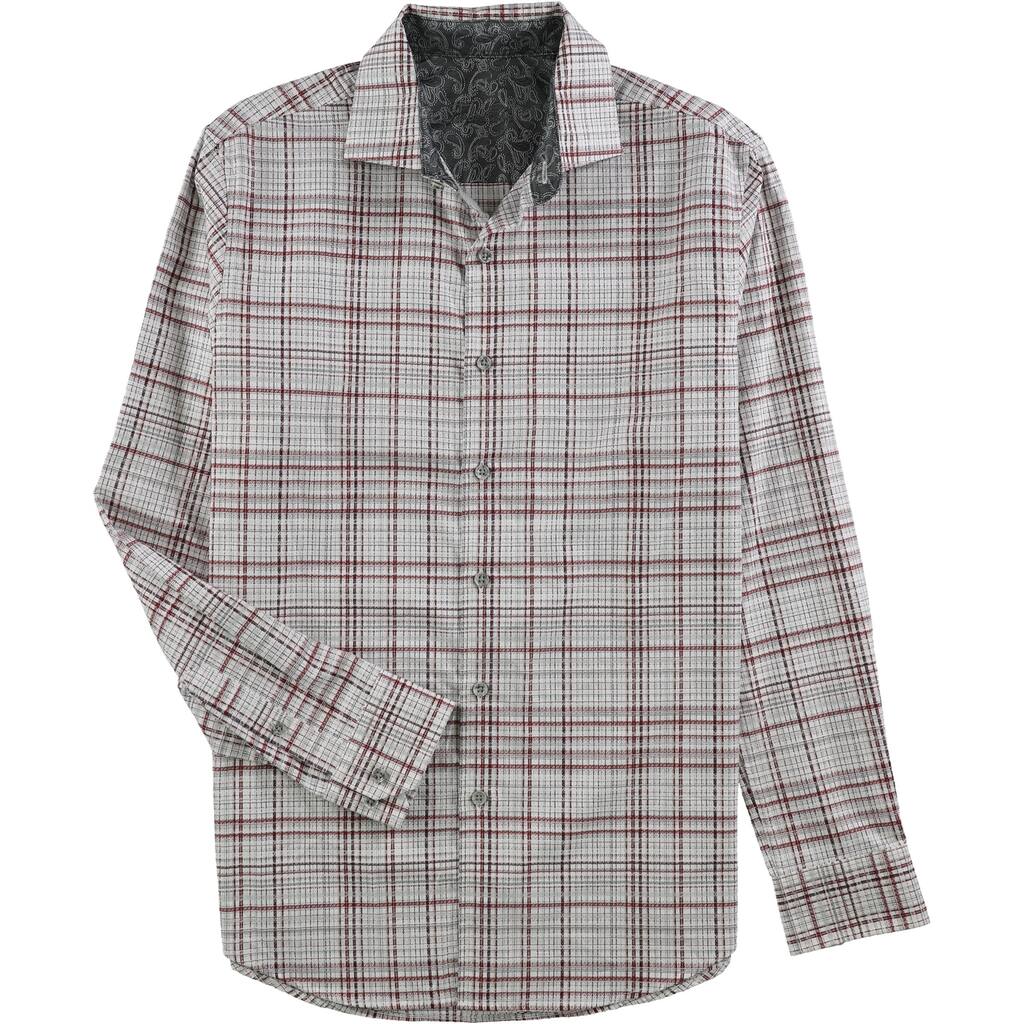 Tasso Elba Mens Prenton Plaid Rugby Polo Shirt, Red, Small - Overstock -  41607161