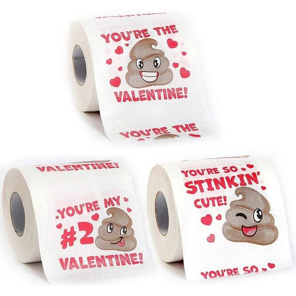 slide 2 of 5, 3 Rolls 200 Sheets Valentine's Day Toilet Paper,Romantic Novelty Design, Perfect for Funny Gag Gifts or Anniversary Presents.