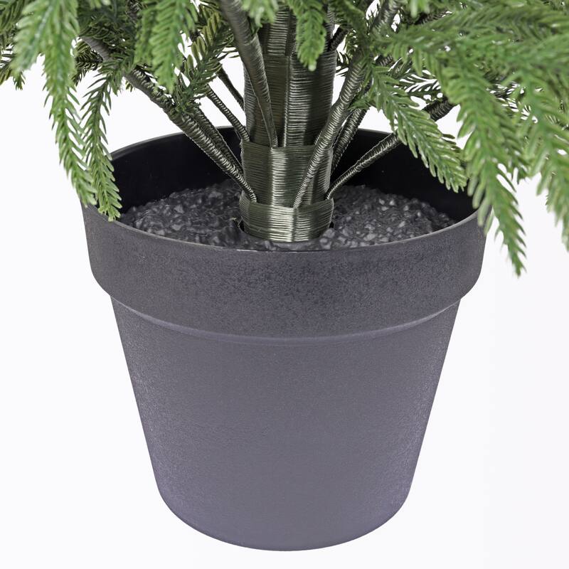 5" Artificial Real Touch Pine Tree with Black Plastic Pot, 1pc/set