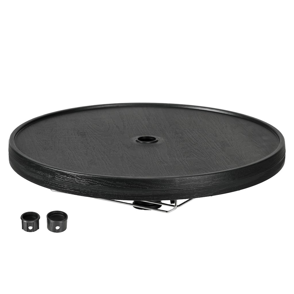 Portable Beach Umbrella Table Tray with Wine Glass Holder and Foldable Towel Rack for Pool, Patio, and Garden Use