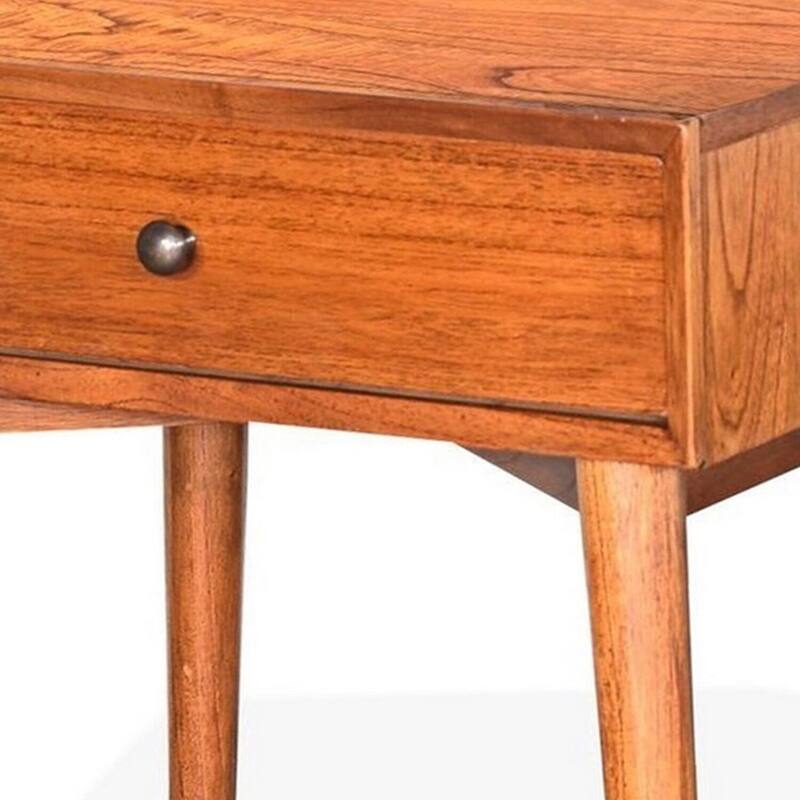 Orange Brown 1 Drawer 24 in. W Nightstand with Sturdy Hardware and Ample Storage