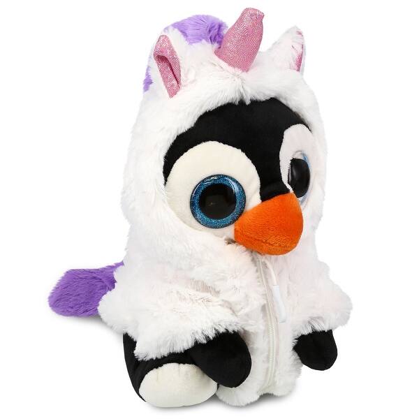 slide 2 of 6, DolliBu Sparkle Eyes Large Penguin Unicorn Plush Stuffed Animal Toy - 8 inches