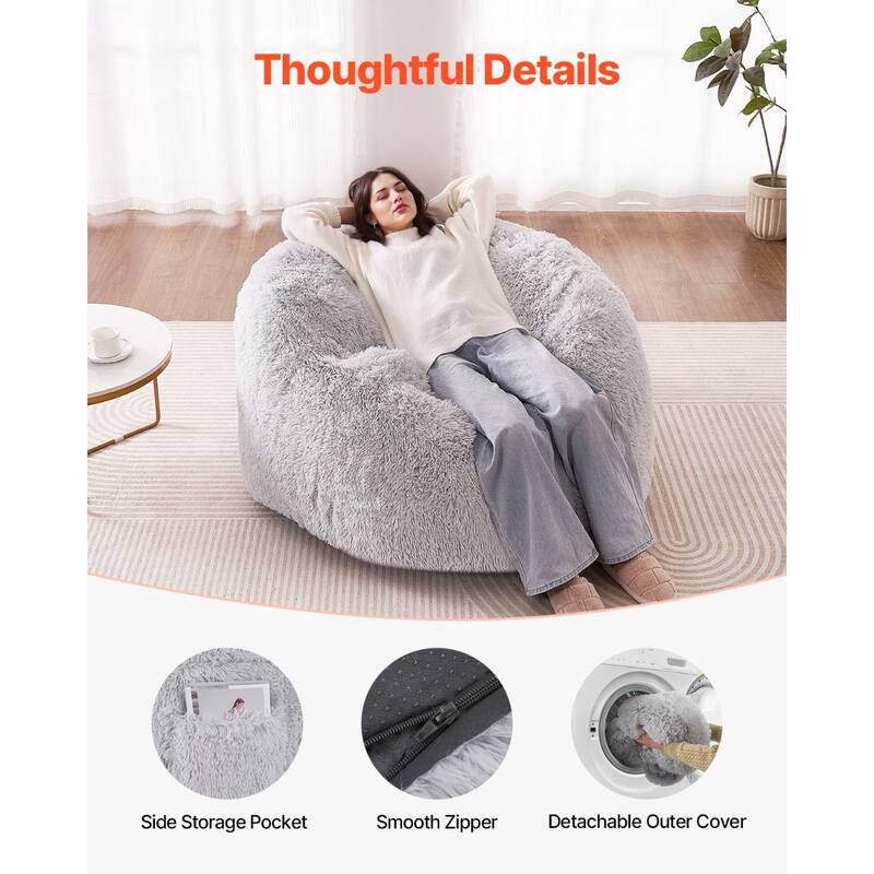 Grey Bean Bag Chair Bed Lounger Convertible to Mattress for Home - Queen Size And Convertible