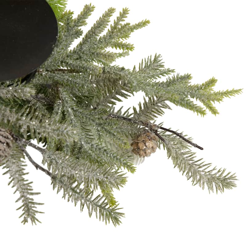 26" Triple Candle Holder with Frosted Foliage and Pine Cones Christmas Decor