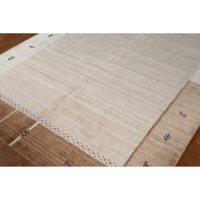 Tribal Gabbeh Indian Area Rug Hand-Knotted Wool Carpet - 5'6" x 7'8"