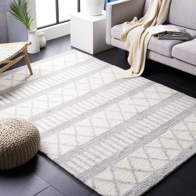 SAFAVIEH Handmade Vermont Carri New Zealand Wool Rug - 8' x 10' - Ivory/Grey
