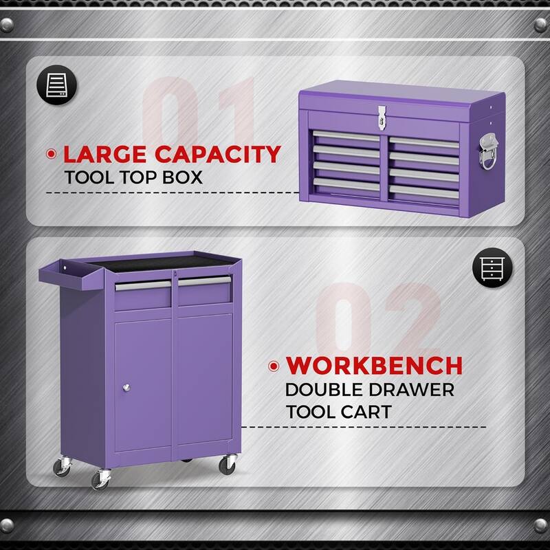 5 Drawer 2 in 1 Rolling Tool Chest Storage Box Garage Rolling Cabinet with Detachable Top Tool Box and Universal Lockable Wheels