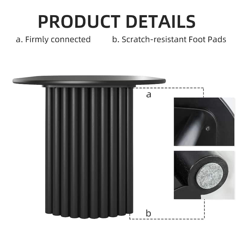 Oval Dining Table with Arc-Shaped Edge Top and Stripes Base Modern Farmhouse Kitchen Table for Living Room Dining Room