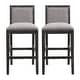 preview thumbnail 4 of 43, Set of 2 Counter Height Bar Stool, Fabric Upholstered Accent Chair, Wooden Frame Island Dining Chair, Bistro High Bar Chair