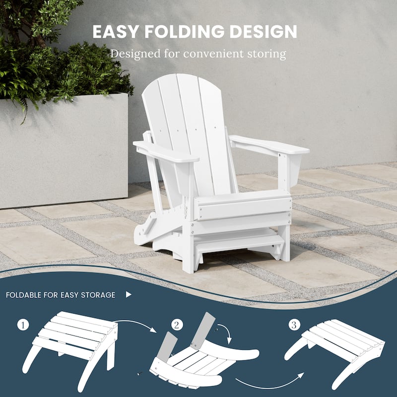 Polytrends Laguna Hdpe All Weather Outdoor Patio Foldable Ottoman