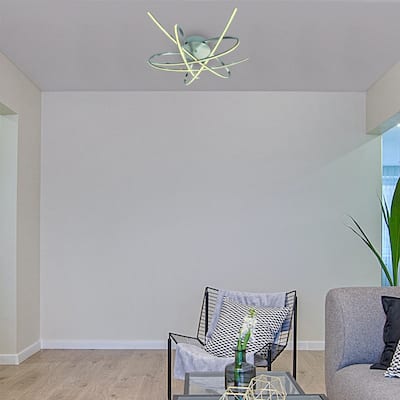 Bettrys 1 - Light 24.5" Unique/Statement Geometric LED Flush Mount - Satin Nickel