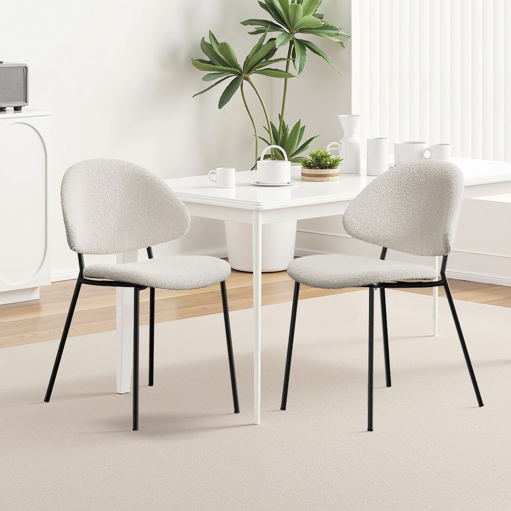 4PCS Boucle Fabric Dining Chairs