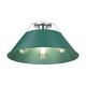 preview thumbnail 2 of 1, Yep by Golden Lighting Orwell 3-light Flush Mount in Chrome and Pine Green shade