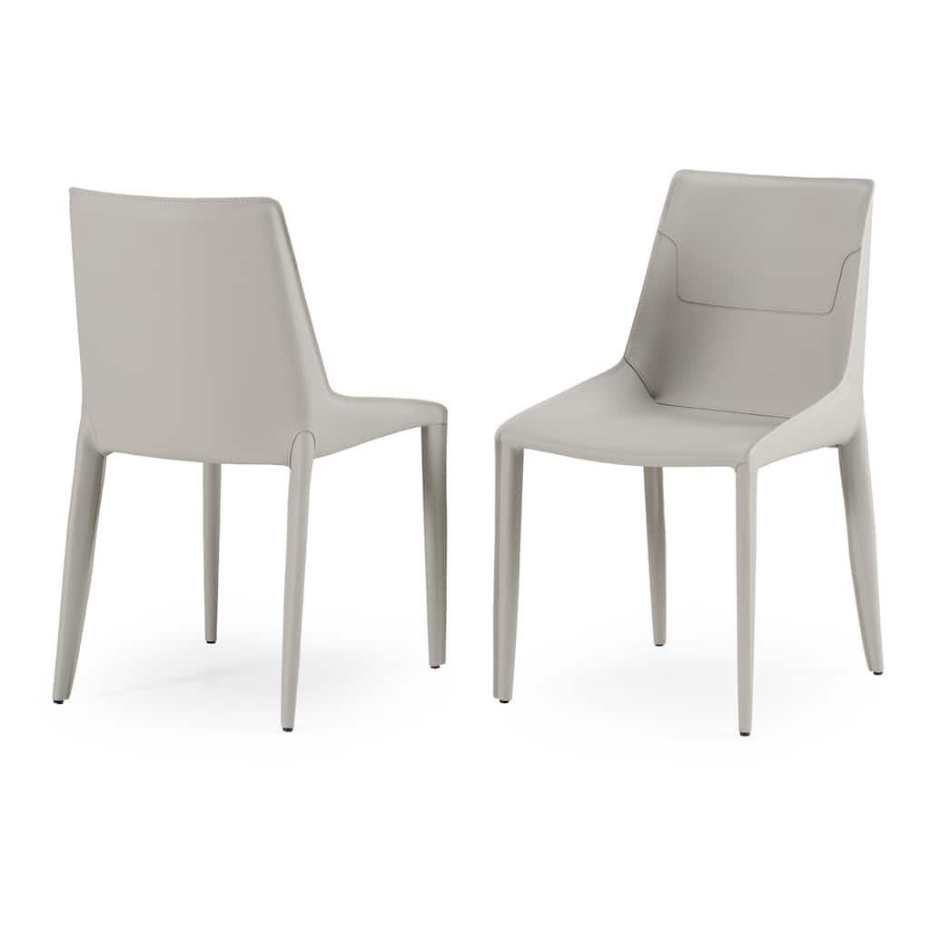 Modrest Halo Modern Light Grey Saddle Leather Dining Chair (Set of 2)