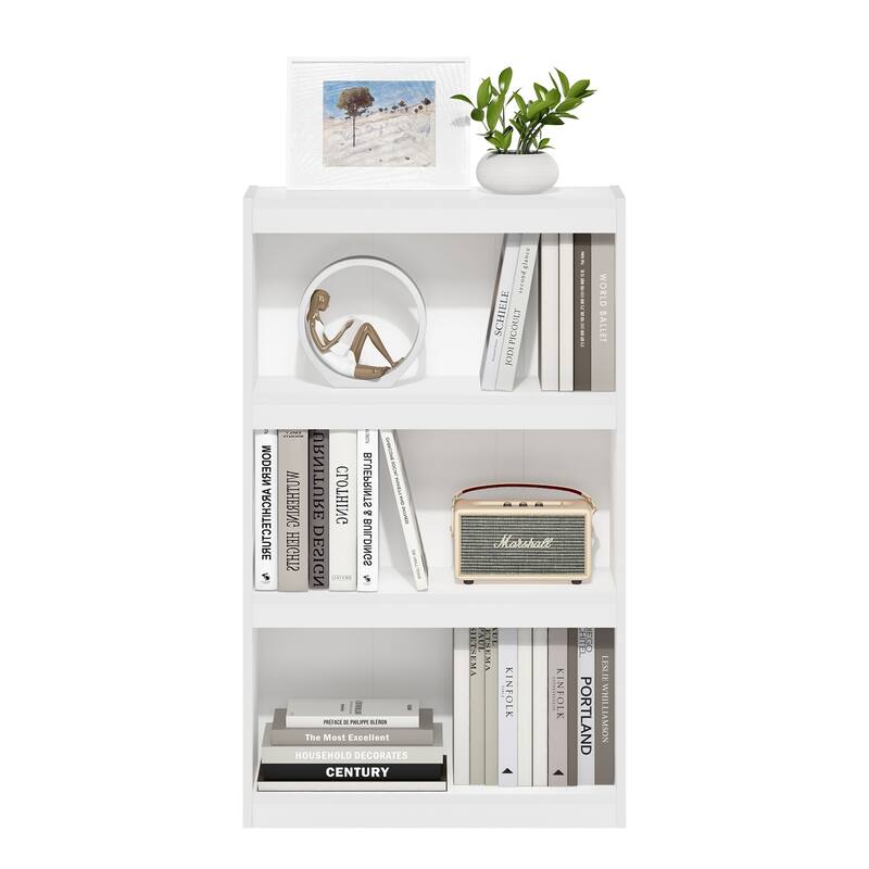 40.3 in. Tall White Wood 3-Shelf Bookcase