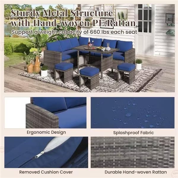 Homsido Garden Outdoor Patio Love Seat,Boho Rattan Chair Sofa