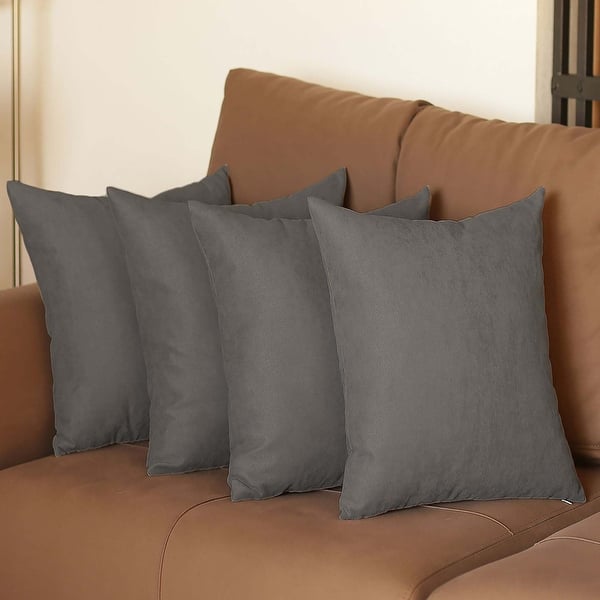slide 1 of 100, Farmhouse Set of 4 Decorative Throw Pillow Square and Lumbar 18" x 18" - Grey