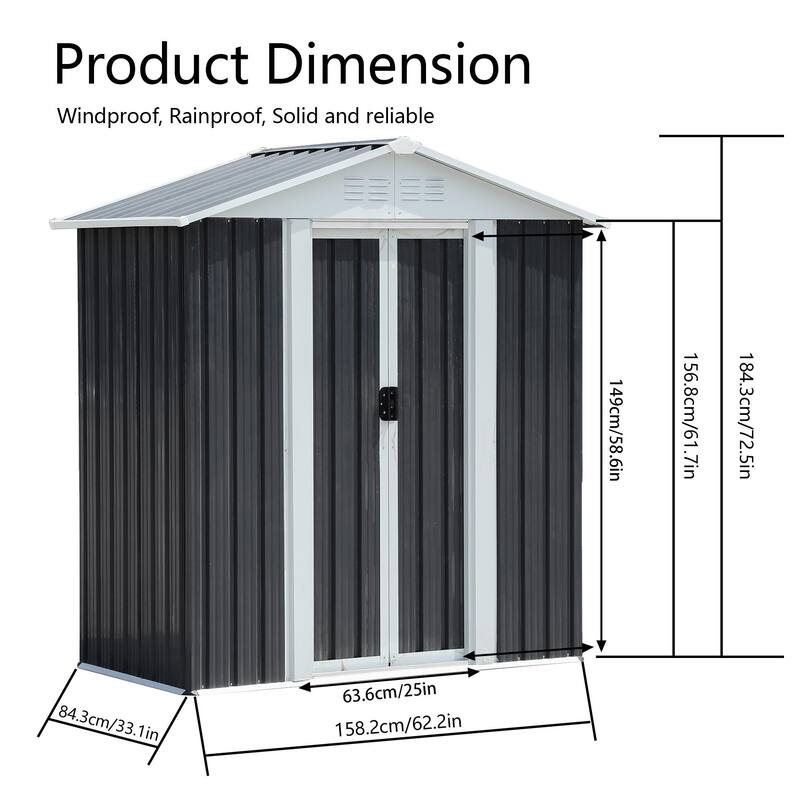 Rust-resistant Steel Storage Shed with Waterproof Panels & Sliding Lockble Door Garden Shed Tool Shed Pet Shed
