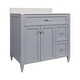 preview thumbnail 21 of 109, Vail 37" Bathroom Vanity with Cultured Marble Top Sink w/ Backsplash in White with White Basin