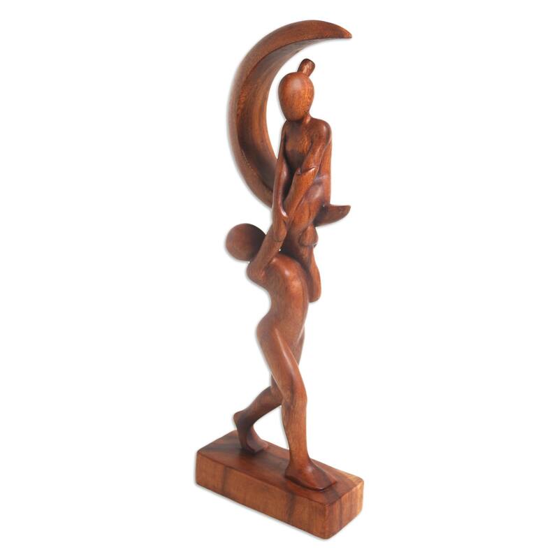 Novica Handmade Fly Me To The Moon Wood Sculpture