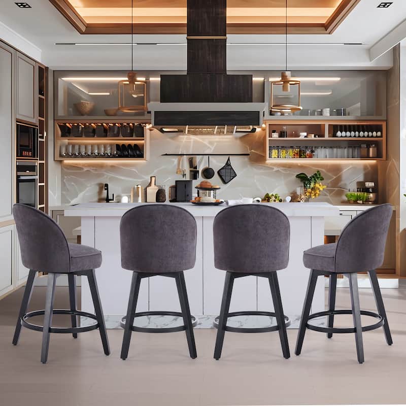 HOMYKA Swivel Bar Stool with Wood Legs Set of 4