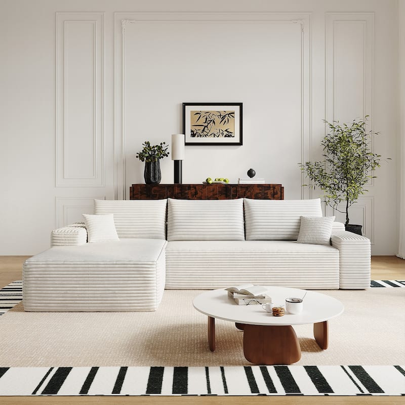 Sofa 107-in Casual White 3 -seater Left Reclining Sectional - 8' x 10'