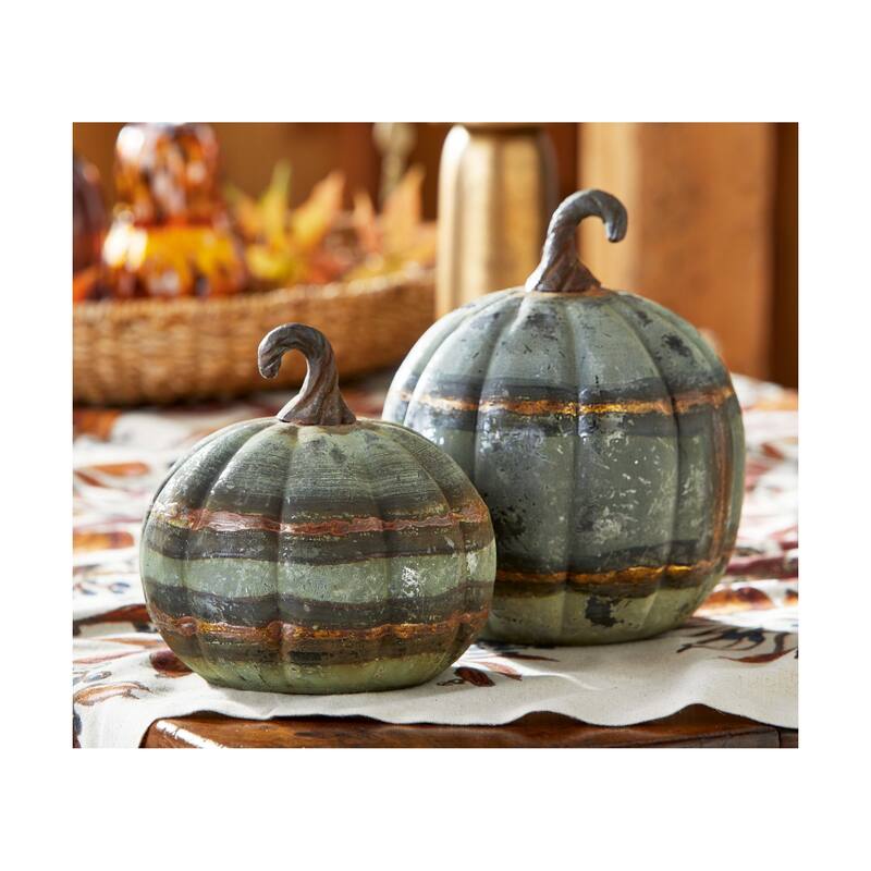 Rustic Metal Pumpkin Tabletop Mantel Decorations Large, 9.0 inch