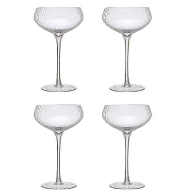 Stemmed Champagne Coupe Glass - 4.1"L x 4.1"W x 6.8"H