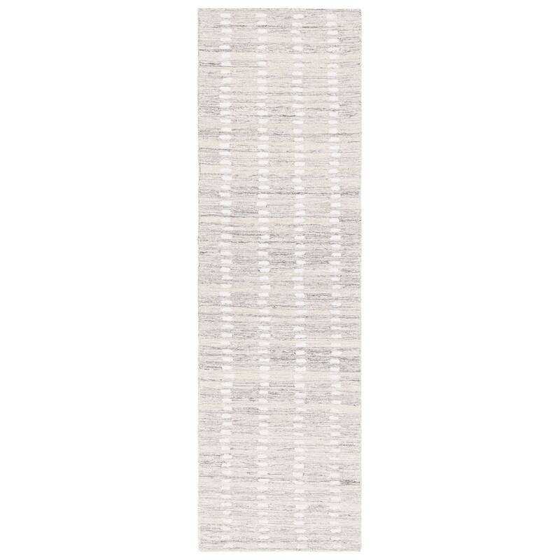 SAFAVIEH Handmade Abstract Efterpi Contemporary Wool Rug - 2'3" x 8' Runner - Silver/Ivory