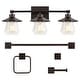 preview thumbnail 2 of 18, JONATHAN Y Ellis 26" 3-Light Farmhouse Cottage Vanity Light with Bathroom Hardware Accessory Set, (5-Piece) Oil Rubbed Bronze