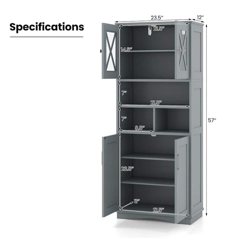 Costway Tall Bathroom Cabinet Large Floor Storage Cabinet with Acrylic - See Details