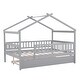 preview thumbnail 4 of 50, Full Size Wooden House Bed Platform Bed With Twin Size Trundle,Solid Construction For Bedroom
