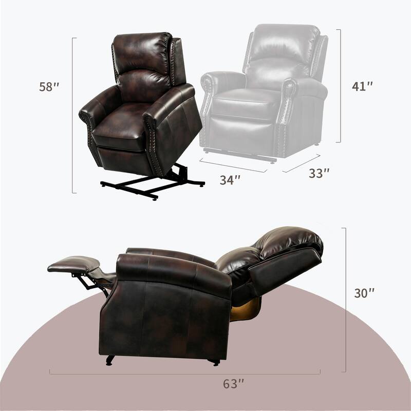 Power Recliner for Elderly, Leather Recliner Chair Armchair with