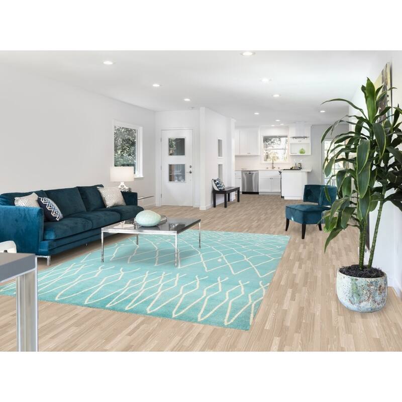 Vegetable Dye Contemporary Trellis Moroccan Wool Area Rug Hand-knotted - 6'5" x 9'7"