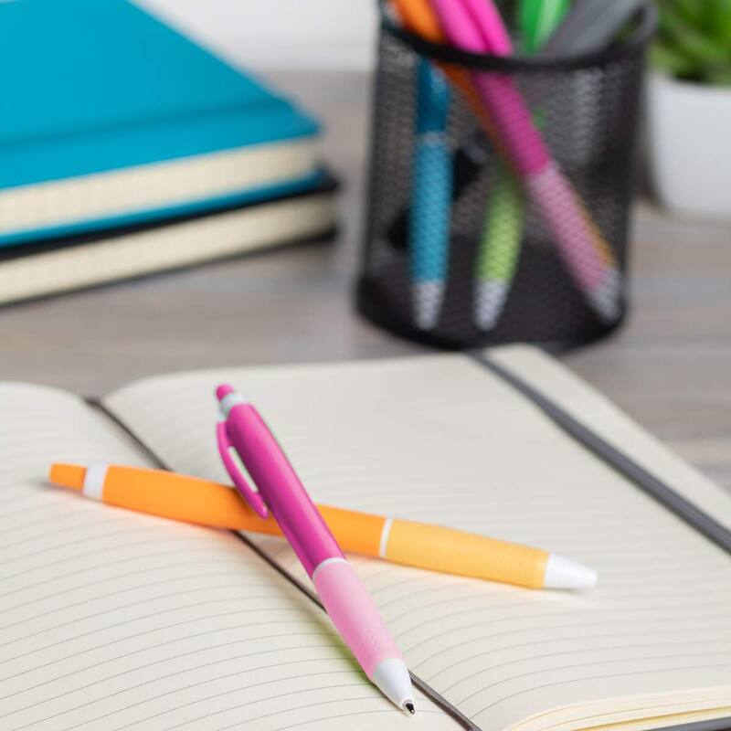 Paper Junkie 100 Pack Pink Retractable Ballpoint Pens, Black Ink, Office and School Writing Supplies, Journals