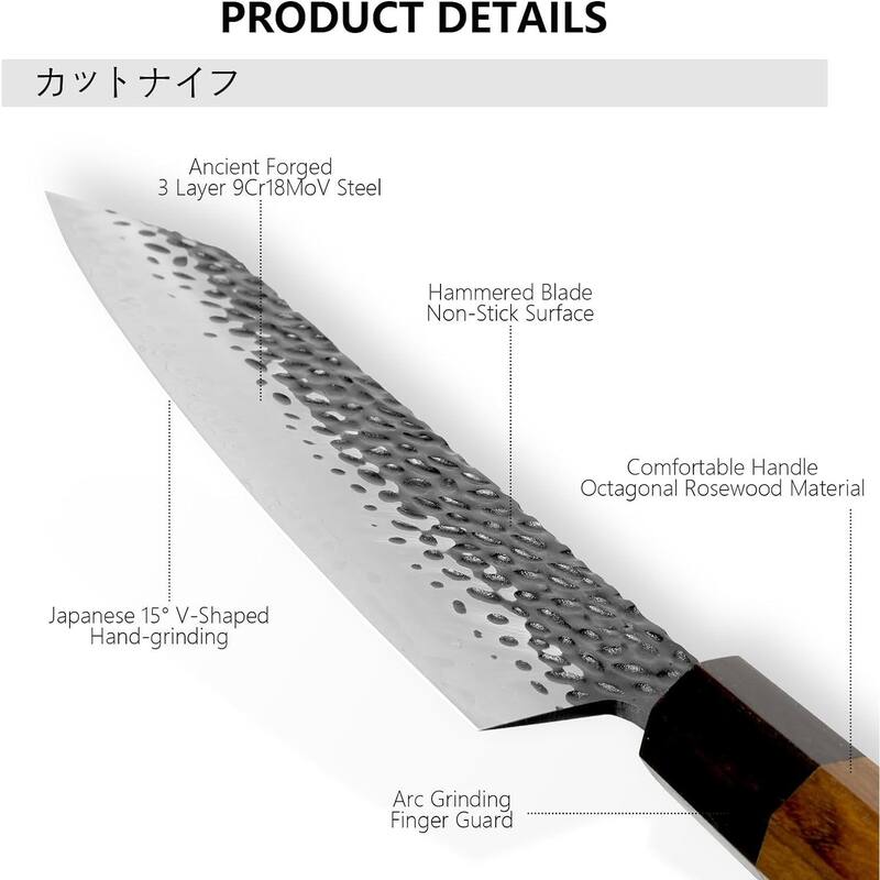 8" Gyuto Chef Knife, SG2 Steel Tsuji Hammered, Japanese Gift Ready