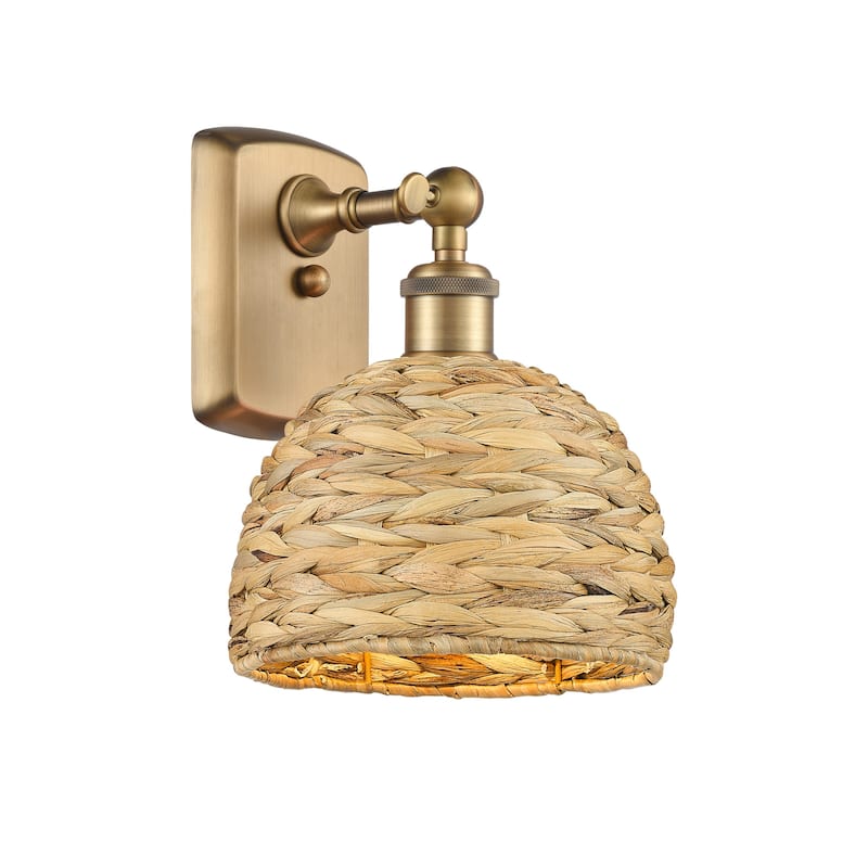 Innovations Lighting 516-1W-12-8 Woven Rattan Sconce Woven Rattan 12"