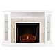 preview thumbnail 15 of 16, SEI Furniture Ratner Faux Stone Fresh White Corner Convertible Fireplace