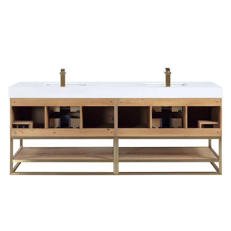 Altair Bianco Bath Vanity with White Composite Stone Top,no Mirror