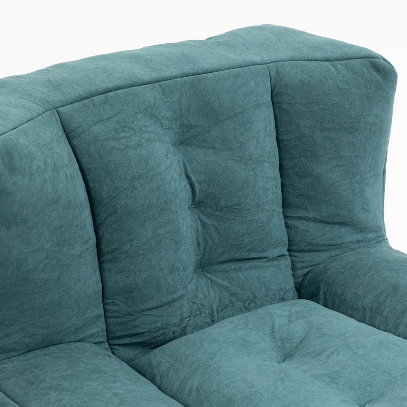 Living Room Velvet Upholstered Lazy Sofa Chair with Ottoman