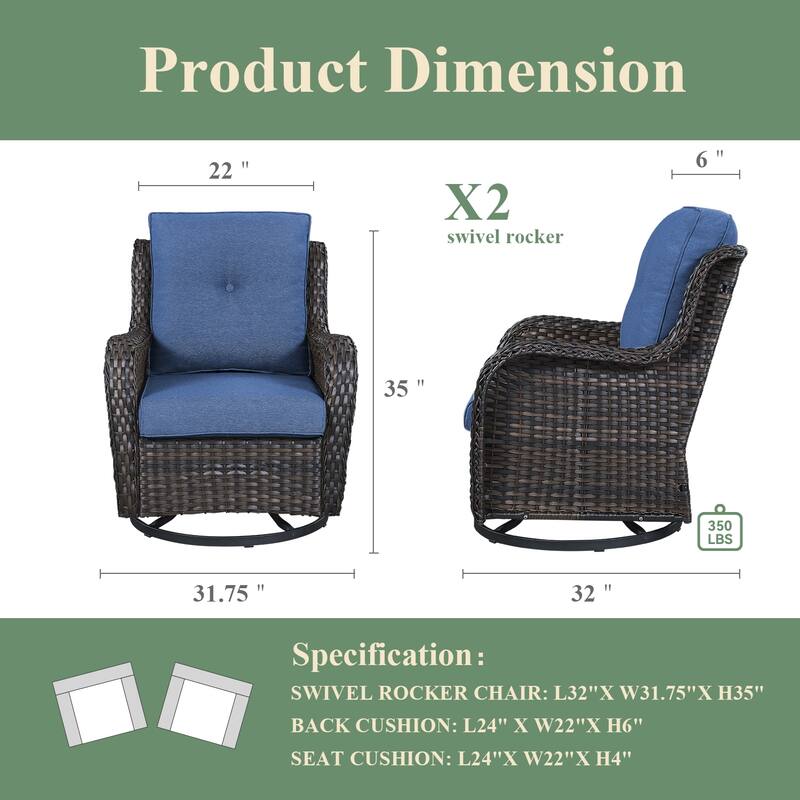 Gymojoy Patio Swivel Chair Rocking Chair Set Weather-resistance