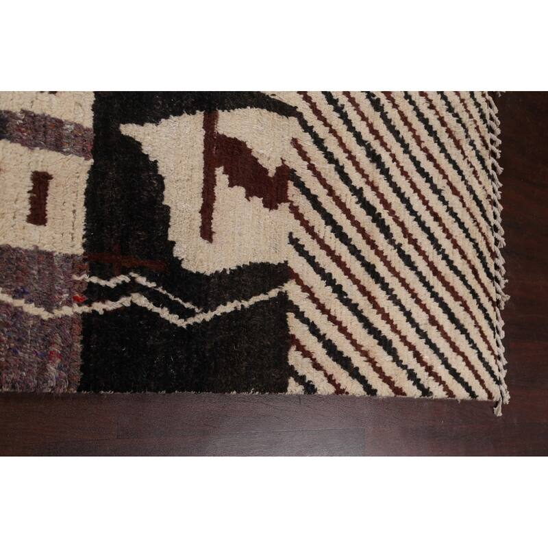 Tribal Geometric Oriental Moroccan Area Rug Hand-knotted Wool Carpet - 9'10" x 13'10"