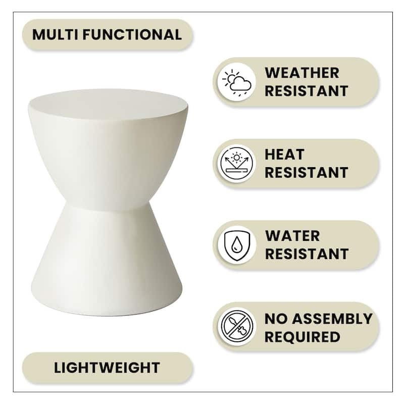 Loft 14-Inch Modern Round Accent Fiberstone Side Table for Indoor Outdoor Patio, Living Room, or Home Office